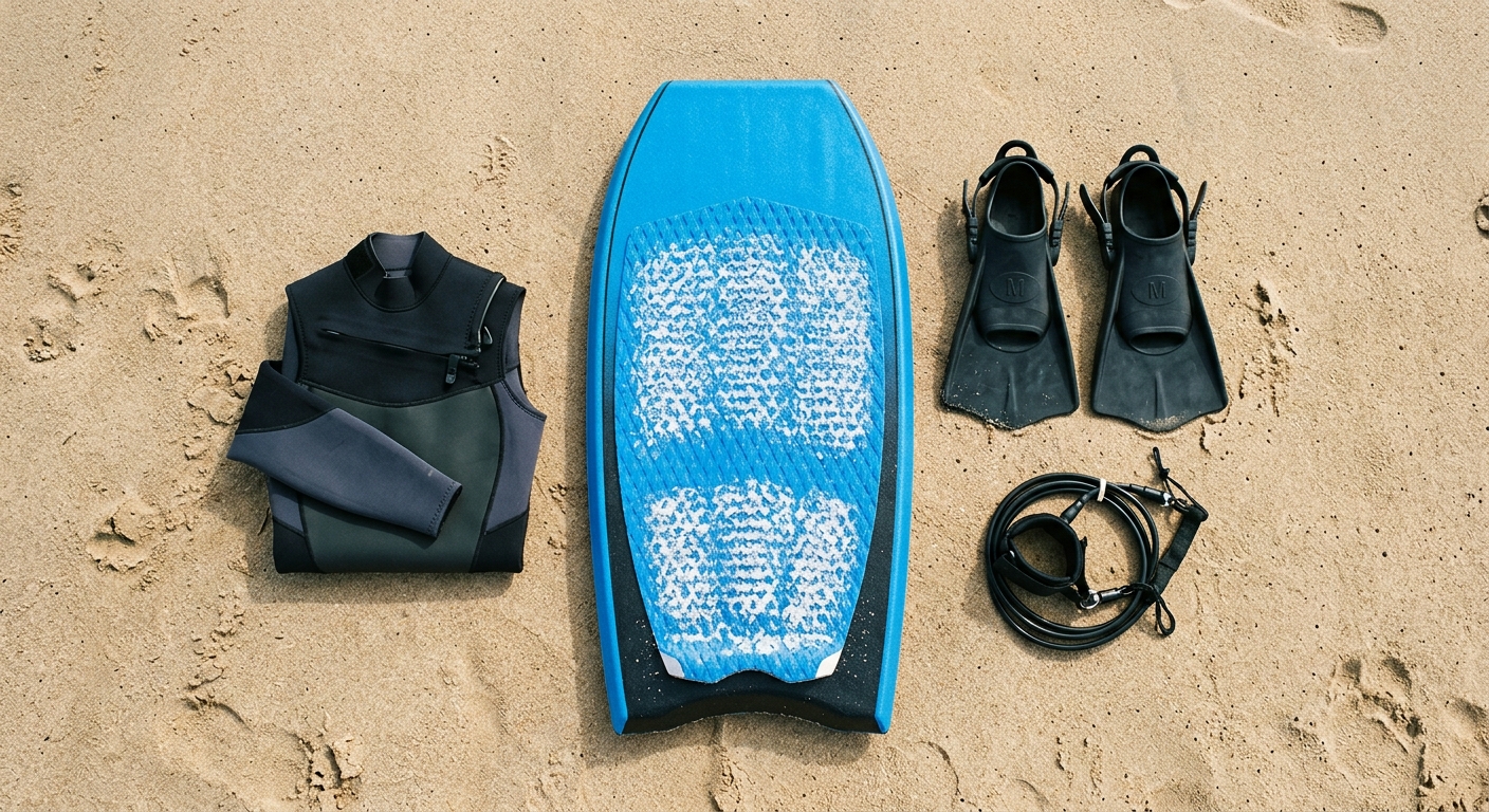 Équipement complet bodyboard sur le sable