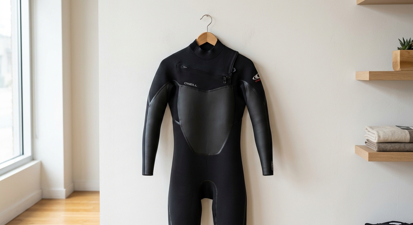 Combinaison de surf néoprène neuve sur portant en boutique