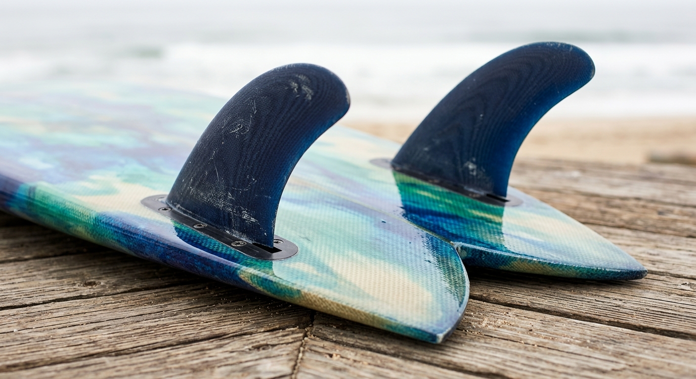 Gros plan macro: queue d hirondelle d un fish avec deux ailerons keel twin