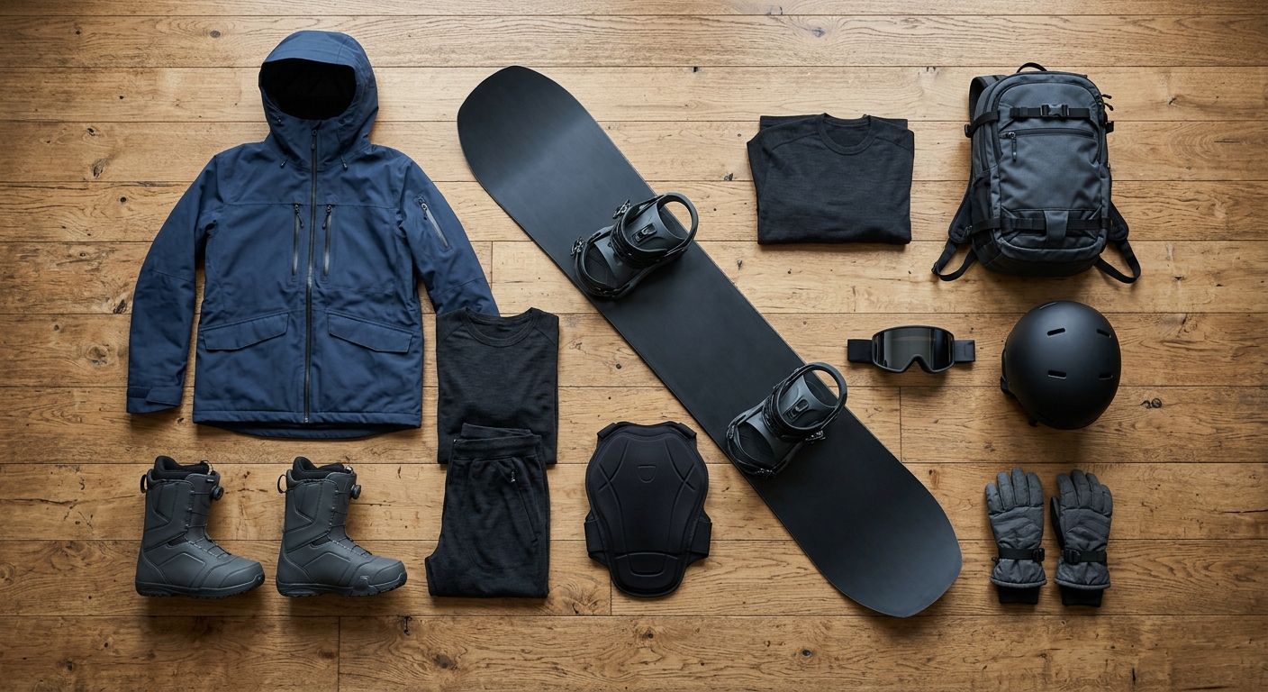 Setup matériel snowboard complet planche fixations boots casque