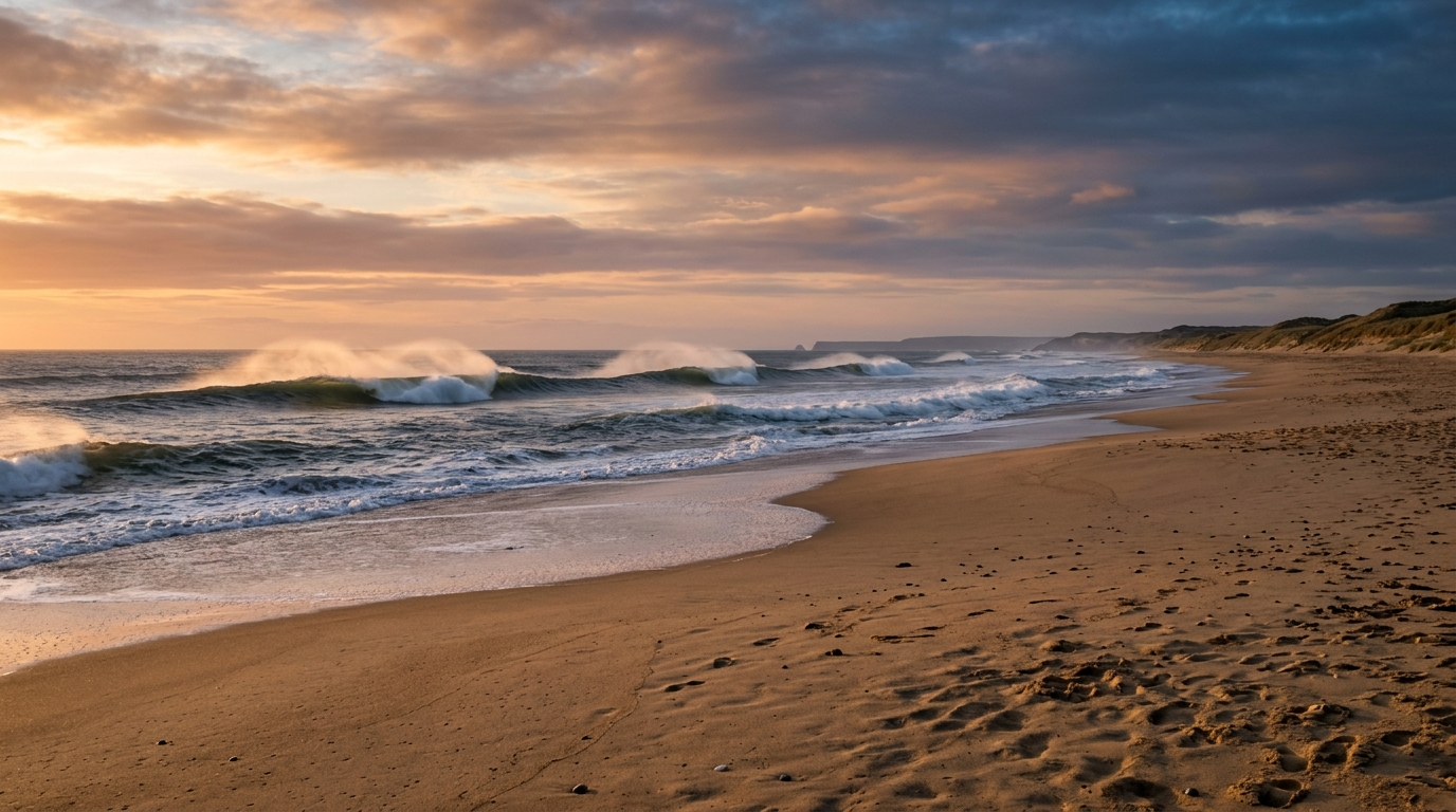 Côte atlantique aquitaine déserte avec vent offshore