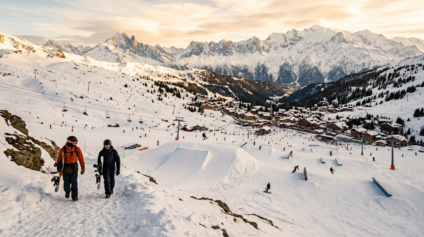 Station de snowboard en France avec snowpark et modules