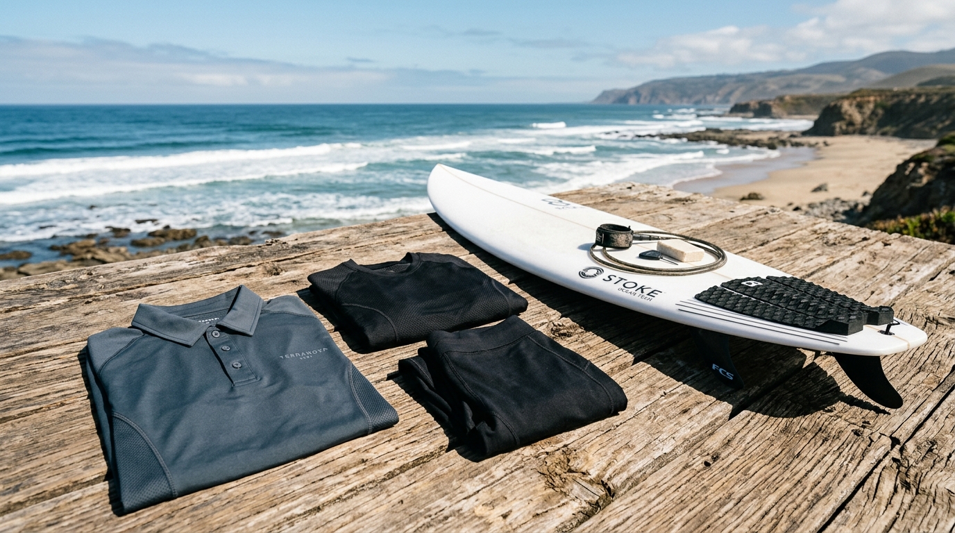 Polo anti-UV et vêtements techniques thermorégulateurs pliés pour le surf