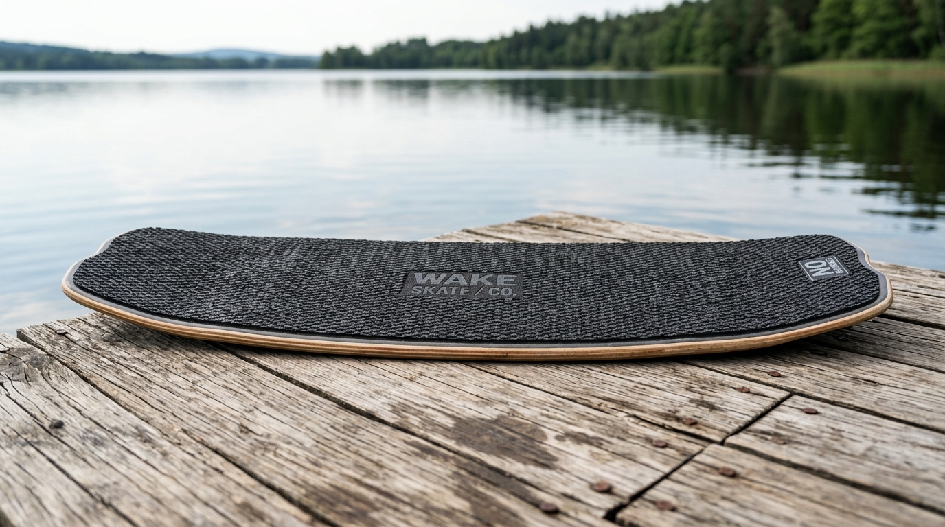 Planche de wakeskate sans fixations avec surface grip de type skate